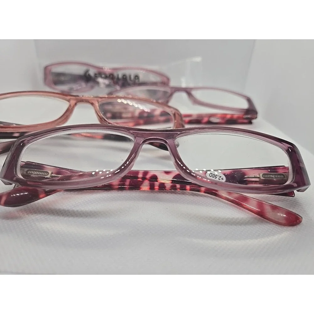 Lot Of 4‎ Soolala Pink Tortoise 2.50 D reading glasses FRAMES ONLY